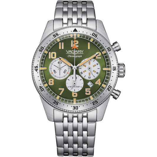 Orologio Vagary Flyboy Chrono 40 Mm Acciaio Braccialato Verde