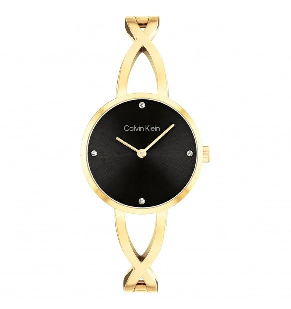 Orologio Calvin Klein Sculpted Embrace Lady 28 mm Pvd Oro Braccialato Nero