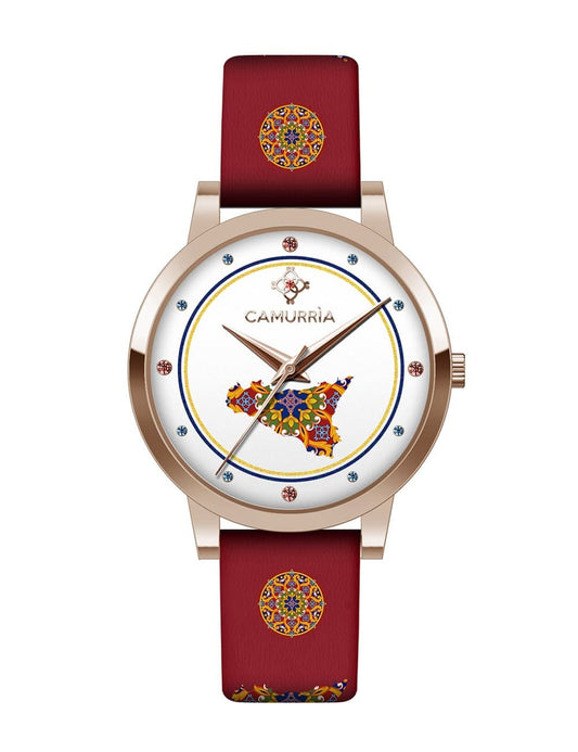 Orologio Camurria Sicilia Bedda 32 mm Cinturino Rosso Stampato