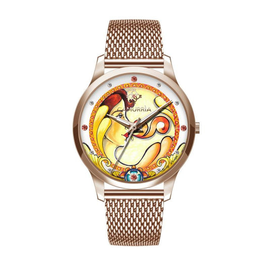 Orologio Camurrìa La Dea Fortuna 37 mm Pvd Oro Rosa Braccialato Maglia Milanese
