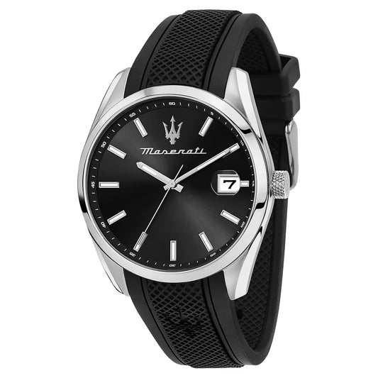 Orologio Maserati Time Attrazione 43 mm Acciaio Cinturino Gomma Nera