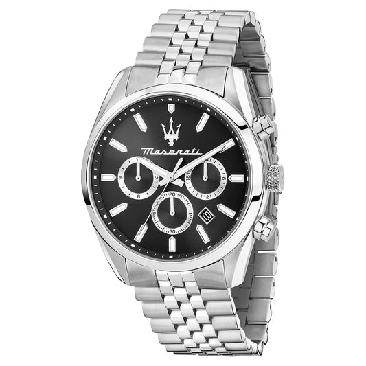 Orologio Maserati Time Attrazione Multifunzione 43 mm Acciaio Braccialato Nero