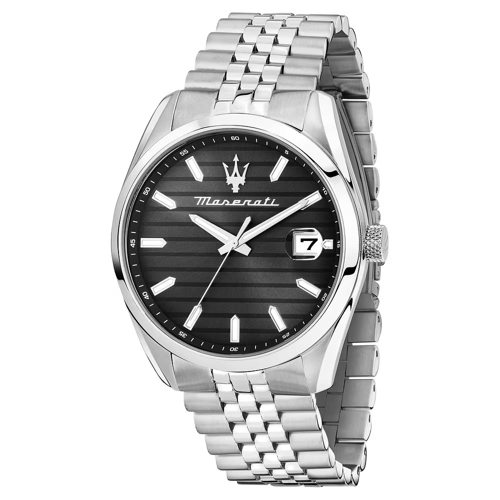 Orologio Maserati Attrazione 43 Mm Acciaio Braccialato Nero/Grigio A Righe