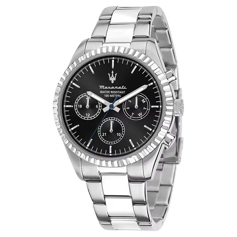 Orologio Maserati Competizione Multifunzione 43 Mm Acciaio Braccialato Nero