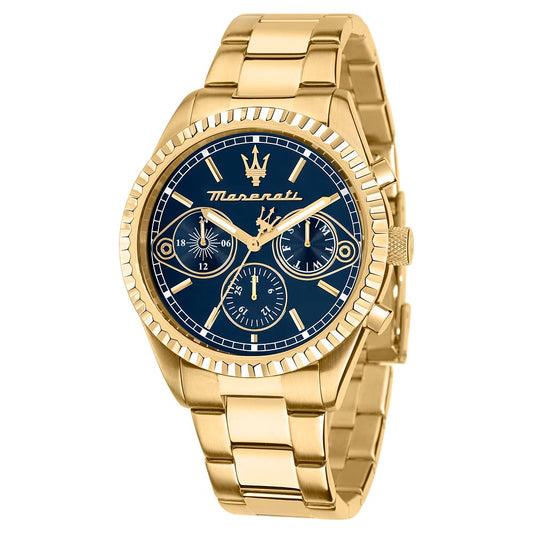 Orologio Maserati Time Competizione Multifunzione 43 mm Pvd Oro Braccialato Blu