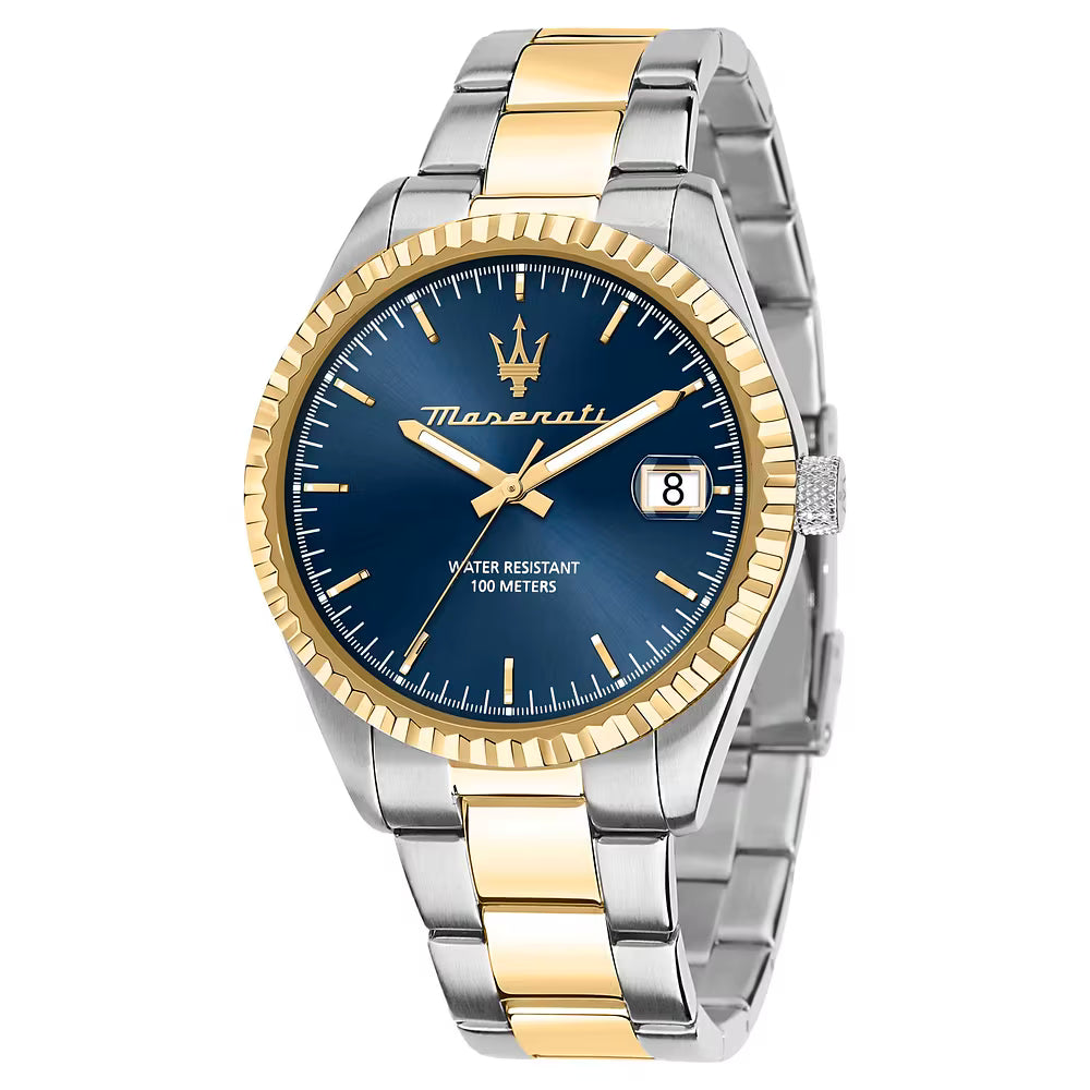 Orologio Maserati Competizione 43 Mm Acciaio Braccialato Acciaio/Pvd Oro Quadrante Blu