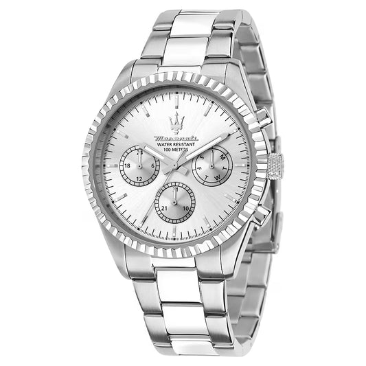 Orologio Maserati Competizione Multifunzione 43 Mm Acciaio Braccialato Quadrante Silver