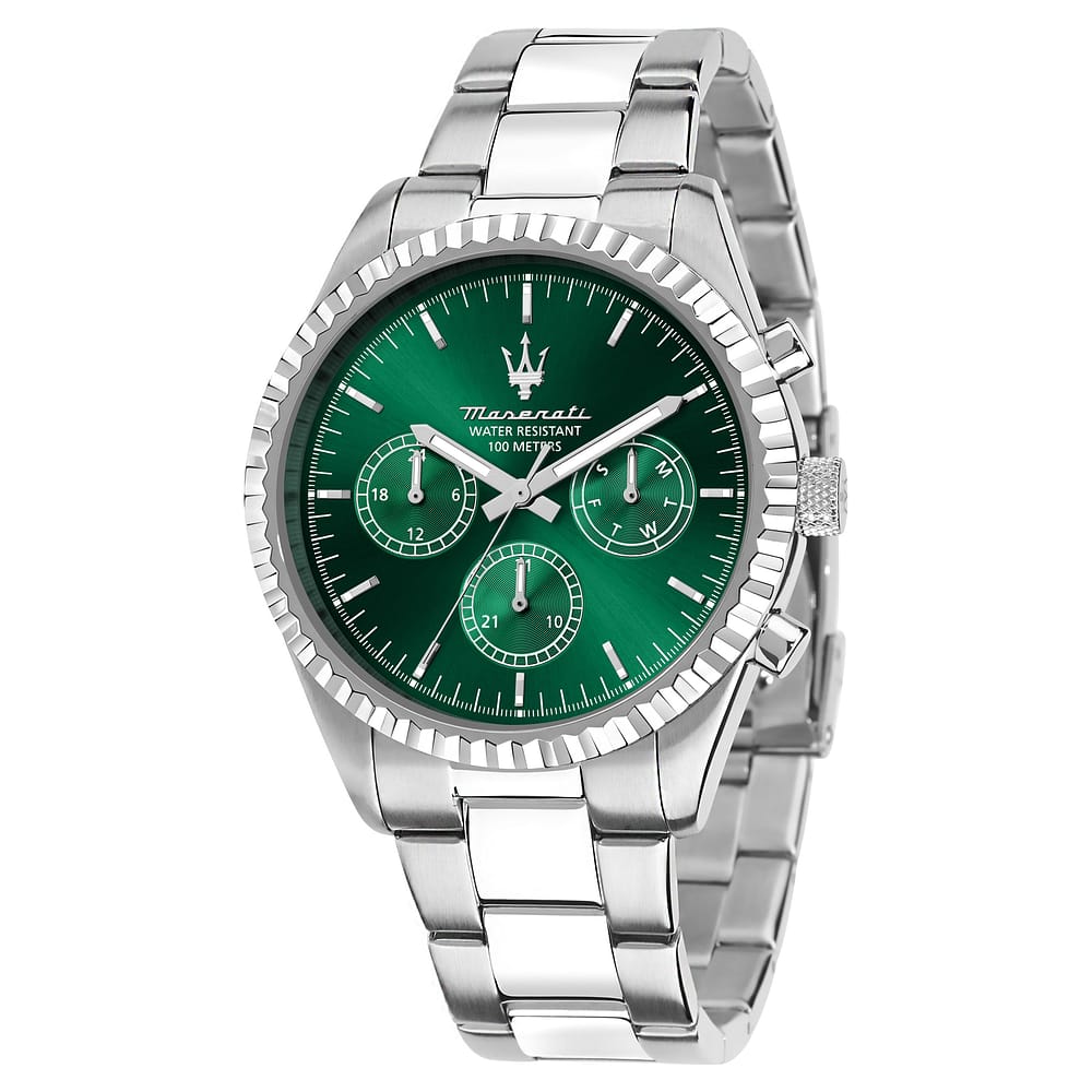 Orologio Maserati Time Competizione Multifunzione 43 mm Acciaio Braccialato Verde