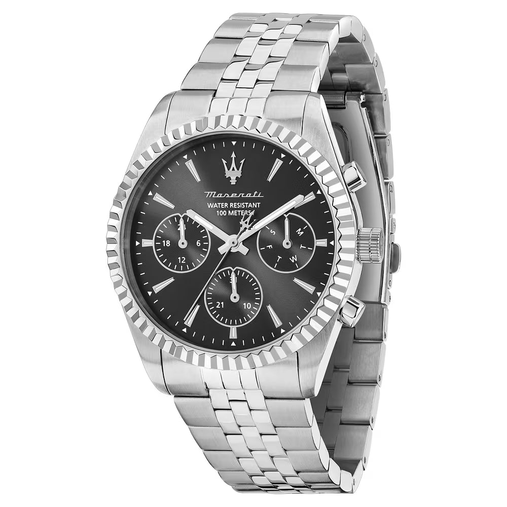 Orologio Maserati Competizione Multifunzione 41 Mm Acciaio Braccialato Nero