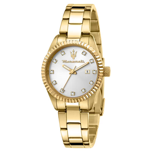 Orologio Maserati Competizione Lady 31 Mm Pvd Oro Braccialato Silver