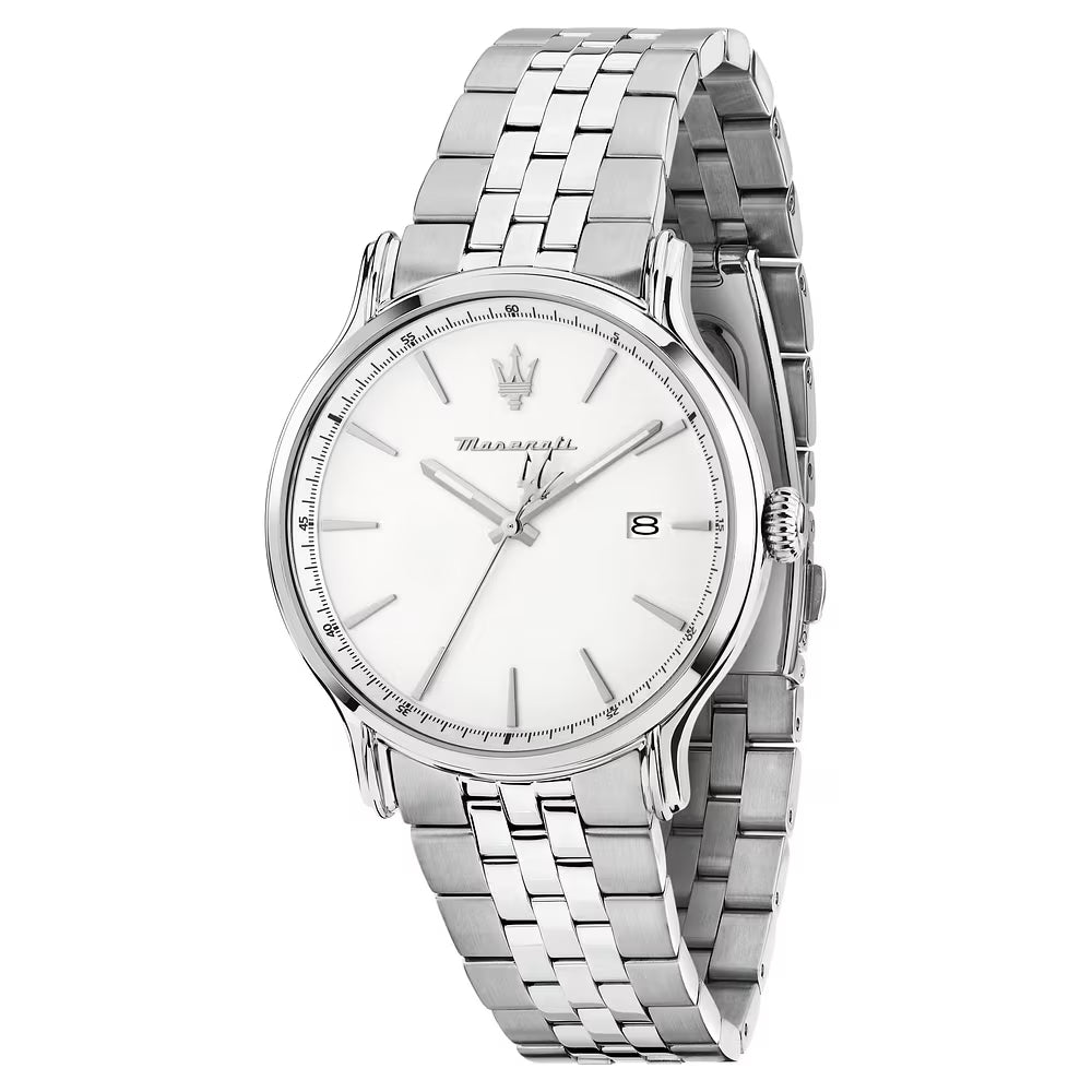 Orologio Maserati Epoca Slim 40 Mm Acciaio Braccialato Quadrante Bianco
