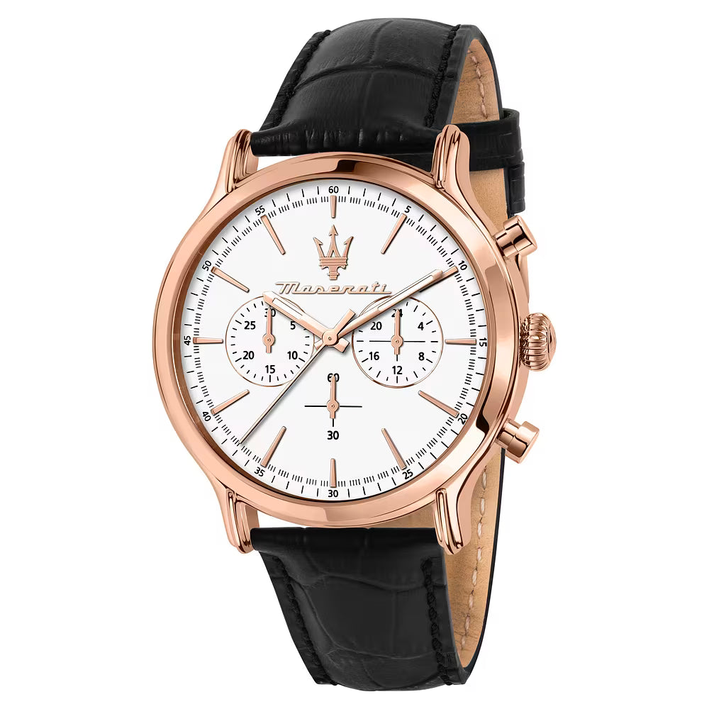 Orologio Maserati Epoca Chrono 42 Mm Pvd Oro Rosa Cinturino Pelle Marrone