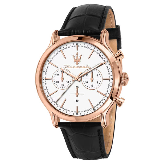 Orologio Maserati Epoca Chrono 42 Mm Pvd Oro Rosa Cinturino Pelle Marrone