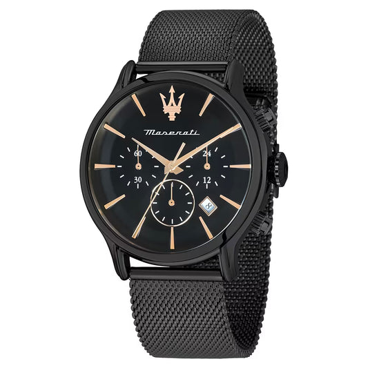 Orologio Maserati Epoca Ext Chrono 42 Mm Pvd Nero Braccialato Maglia Milanese