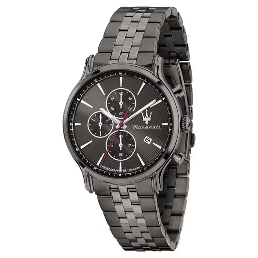 Orologio Maserati Epoca Slim Chrono 40 Mm Pvd Nero Braccialato Quadrante Grigio