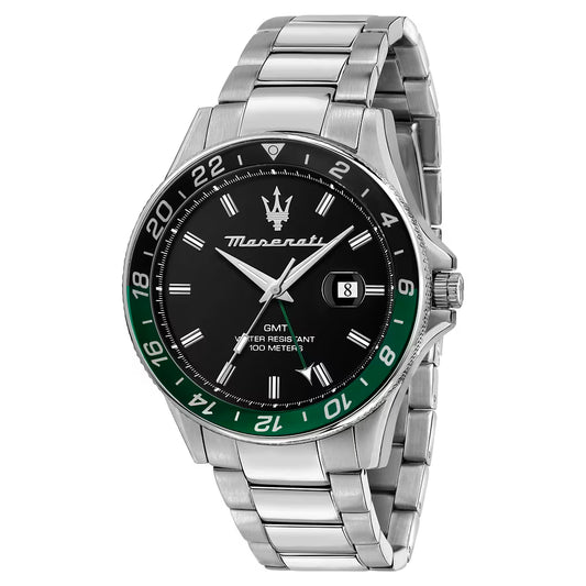 Orologio Maserati Sfida 44 Mm GMT Acciaio Braccialato Nero