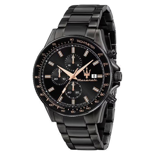Orologio Maserati Sfida Chrono 44 Mm Pvd Nero Braccialato