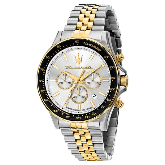 Orologio Maserati Time Sfida Chrono 44 mm Acciaio Pvd Oro Braccialato