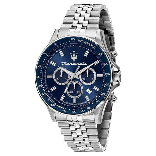 Orologio Maserati Time Sfida Chrono 44 mm Acciaio Braccialato Blu