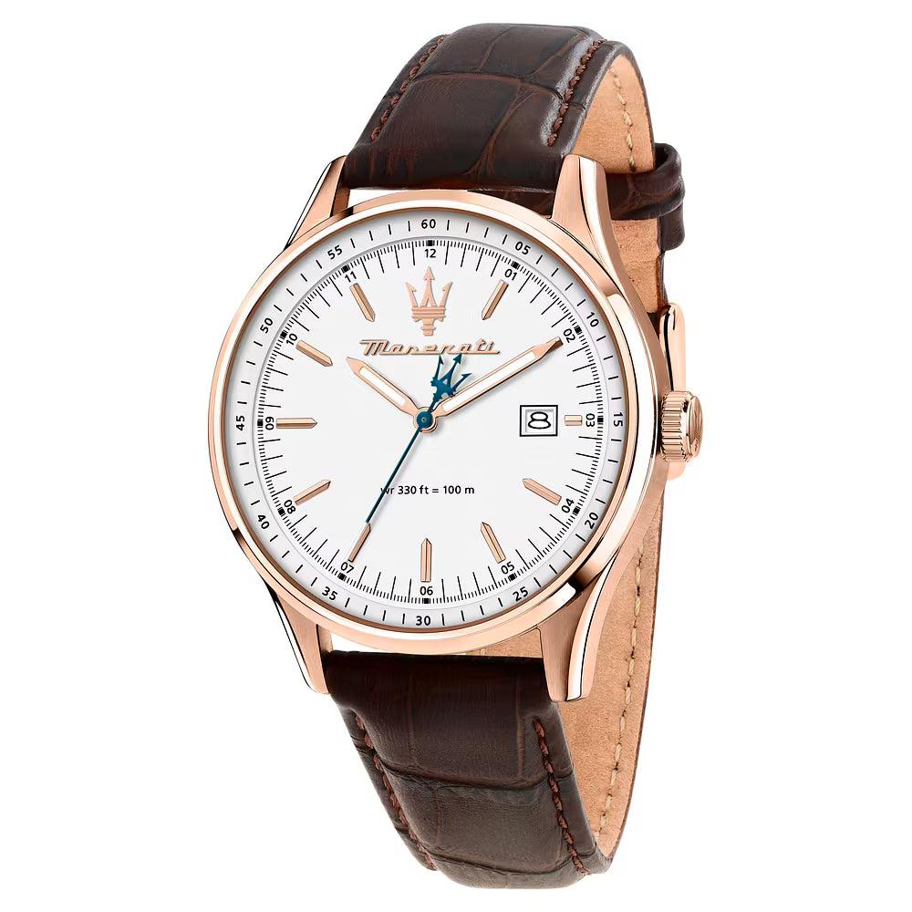 Orologio Maserati Time Sorpasso 42 mm Pvd Oro Rosa Pelle Marrone