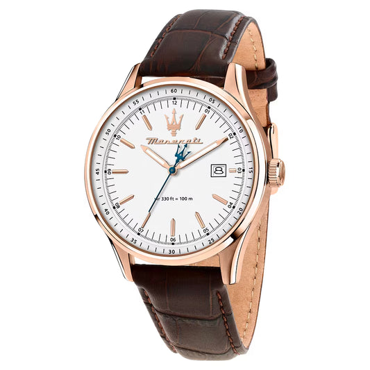 Orologio Maserati Time Sorpasso 42 mm Pvd Oro Rosa Pelle Marrone