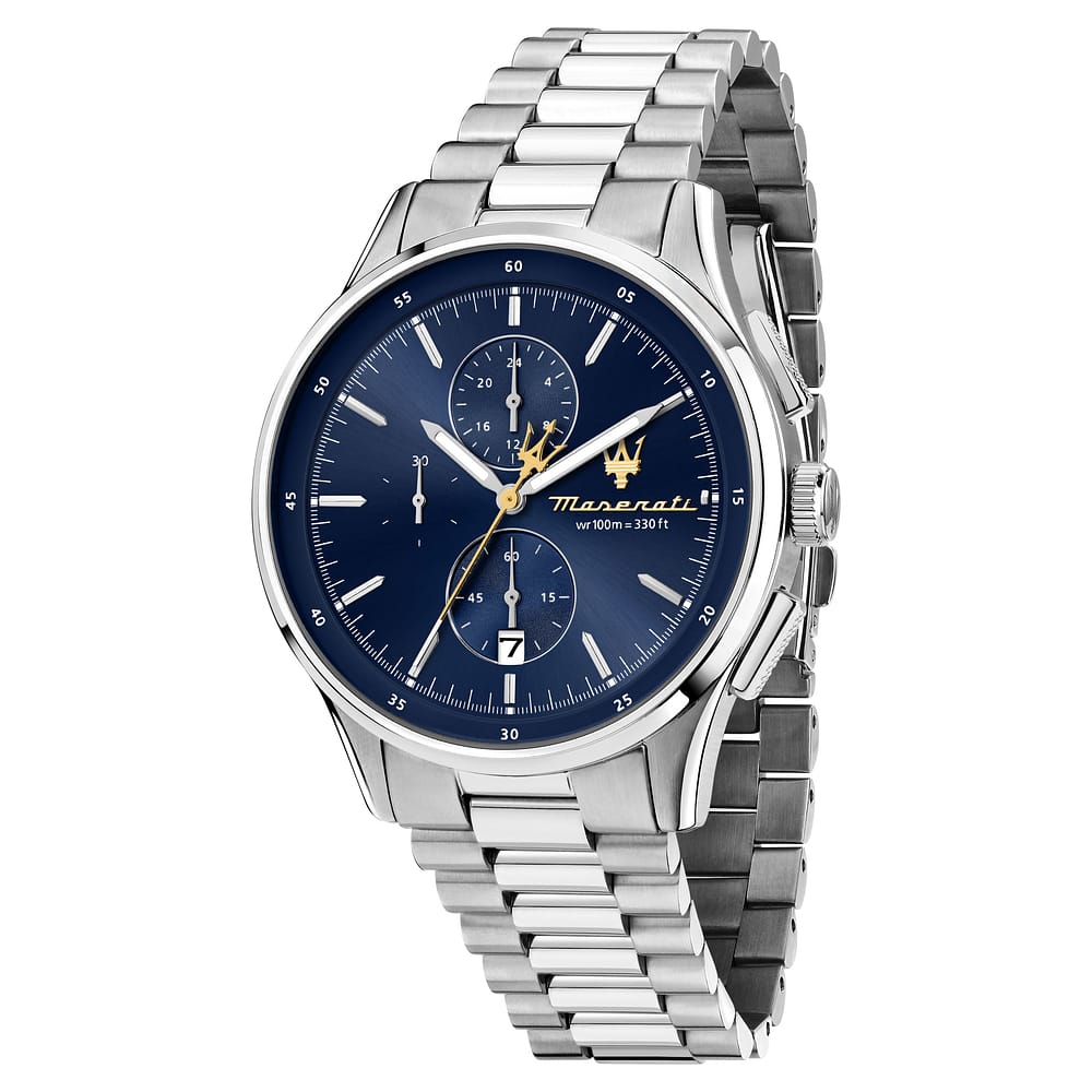 Orologio Maserati Time Sorpasso Chrono 42 mm Acciaio Braccialato Blu