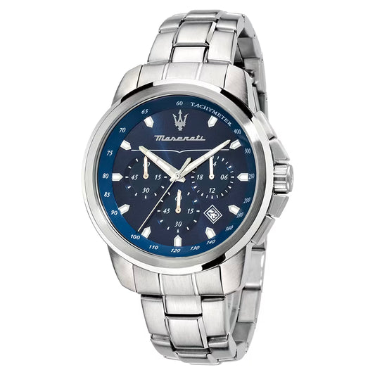 Orologio Maserati Successo Chrono 44 Mm Acciaio Braccialato Blu