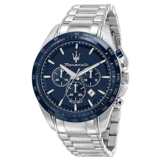 Orologio Maserati Traguardo Chrono 45 Mm Acciaio Braccialato Quadrante Blu