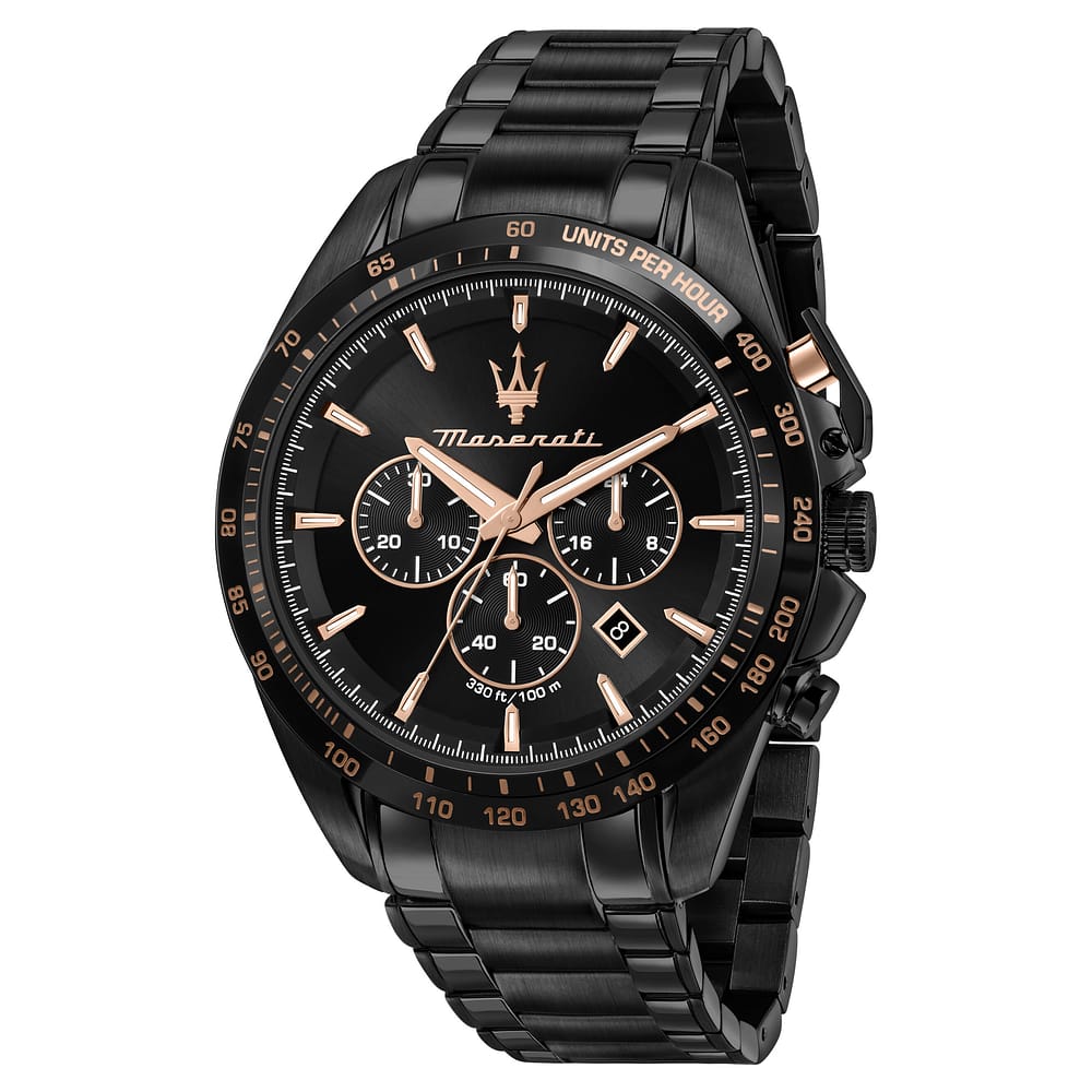 Orologio Maserati Time Traguardo Chrono 45 mm Pvd Nero Braccialato