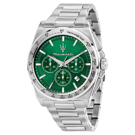Orologio Maserati Velocità 43 mm Chrono Acciaio Braccialato Quadrante Verde