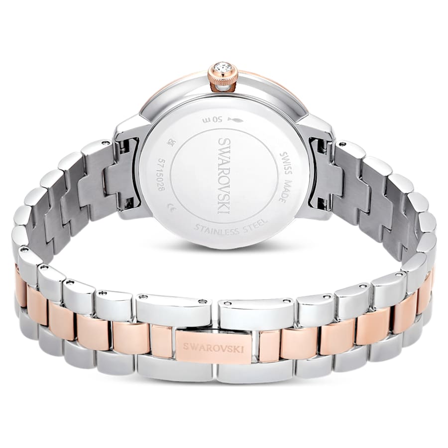 Orologio Swarovski Matrix 3-link Bracciale di metallo, Tono argentato, Finitura in tono oro rosa