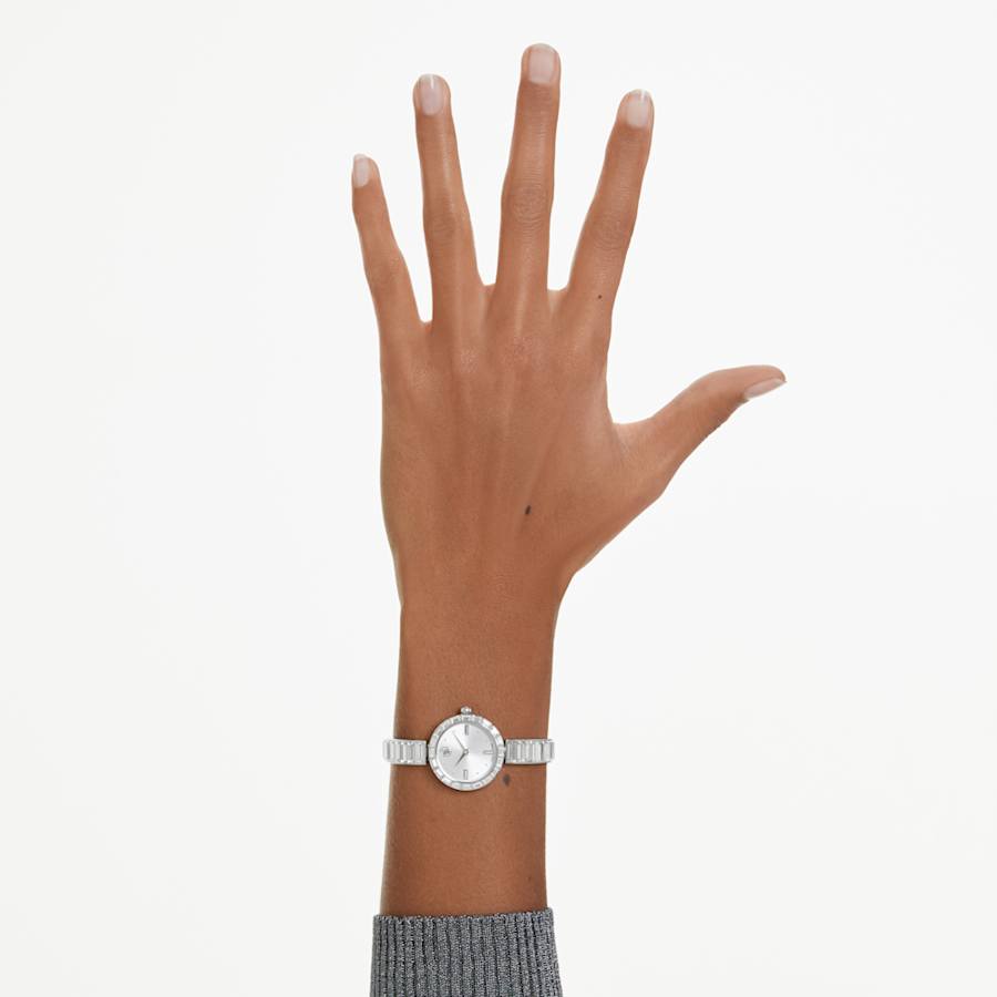 Orologio Swarovski Matrix bangle Fabbricato in Svizzera, Bracciale in cristallo, Bianco, Acciaio inossidabile