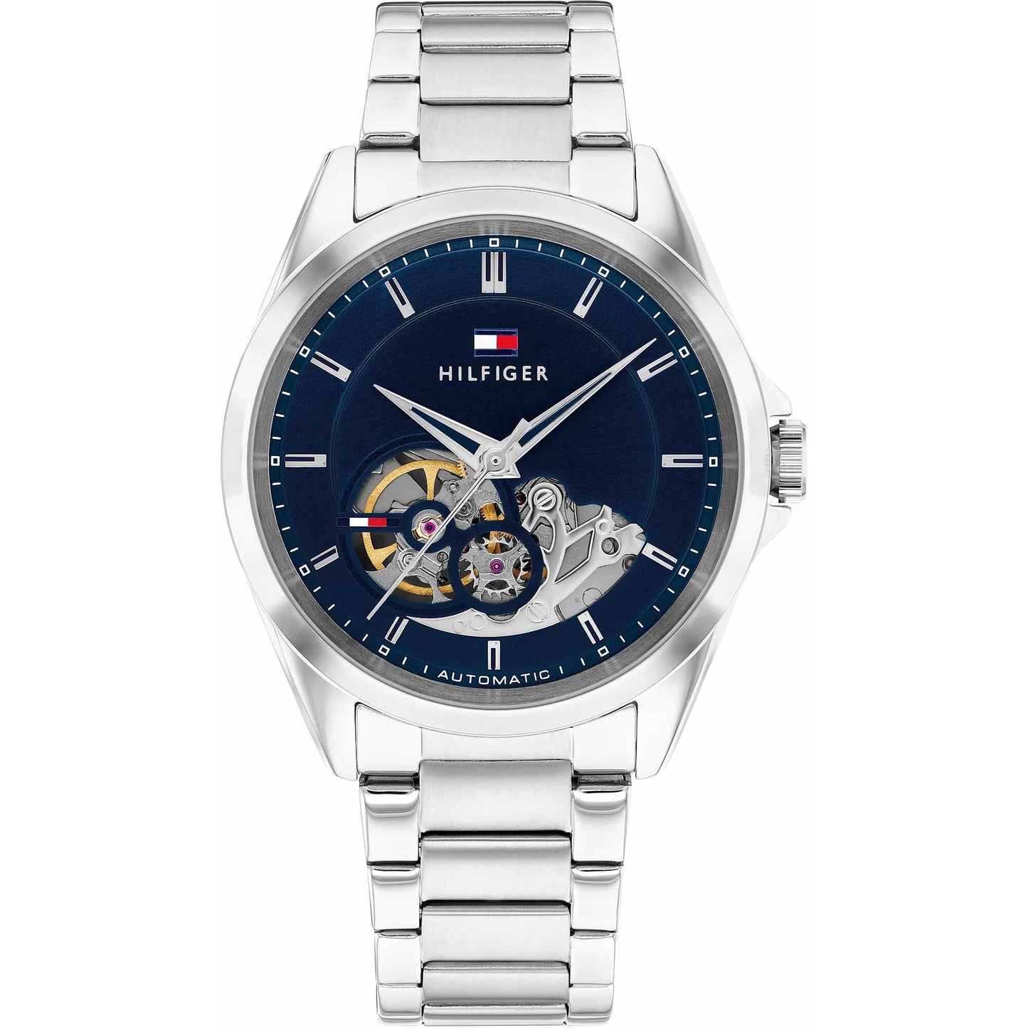 Orologio Tommy Hilfiger Baker Automatico 39 Mm Acciaio Braccialato Quadrante Blu/Scheletrato