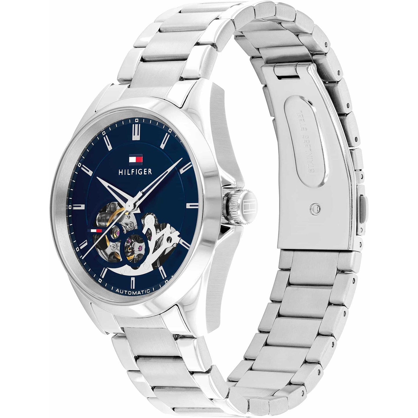 Orologio Tommy Hilfiger Baker Automatico 39 Mm Acciaio Braccialato Quadrante Blu/Scheletrato