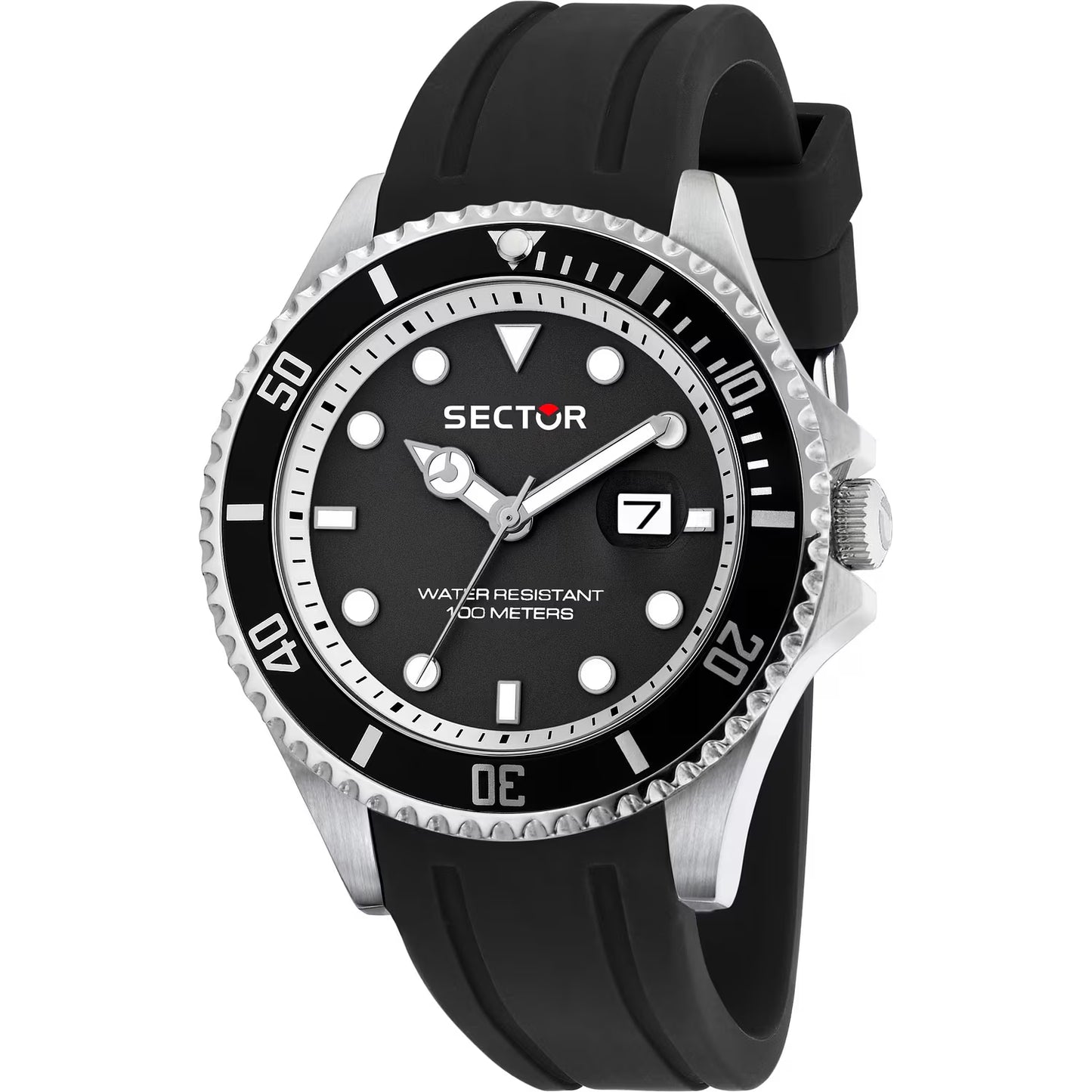 Orologio Sector 230 43 mm Acciaio Cinturino Silicone Nero