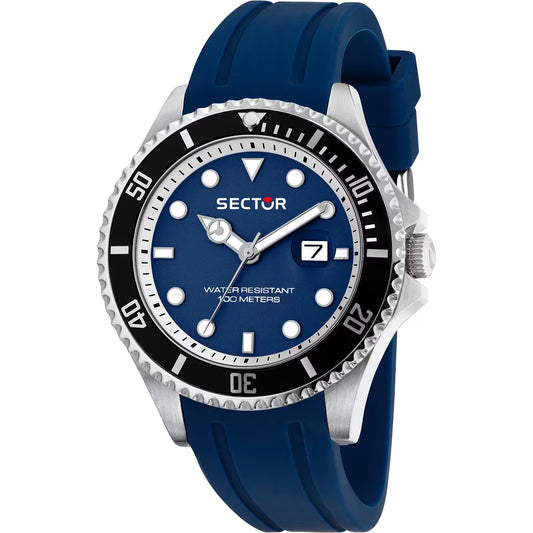 Orologio Sector 230 43 mm Acciaio Cinturino Silicone Blu