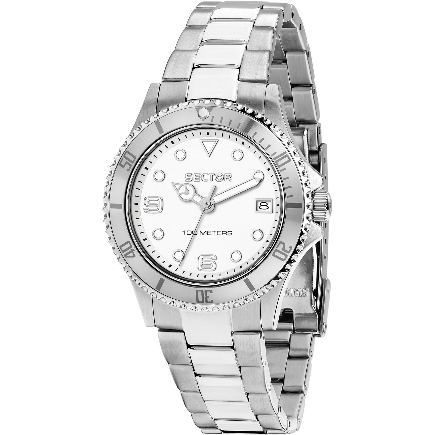 Orologio Donna Sector 230 35 Mm Acciaio Braccialato Bianco