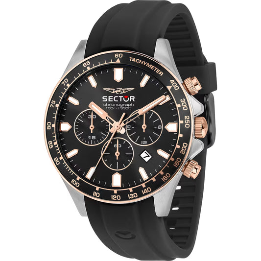 Orologio Sector 230 43 Mm Chrono Acciaio Cinturino Gomma Nero