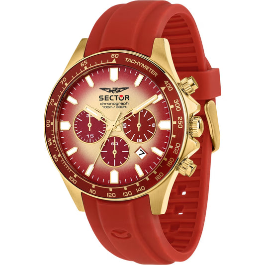 Orologio Sector 230 Fire Chrono 43 Mm Pvd Oro Gomma Rossa Quadrante Dorato/Rosso