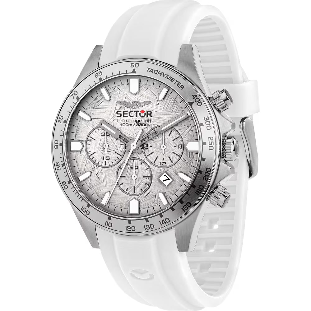 Orologio Sector 230 Air Chrono 43 Mm Acciaio Gomma Bianca Quadrante Grigio