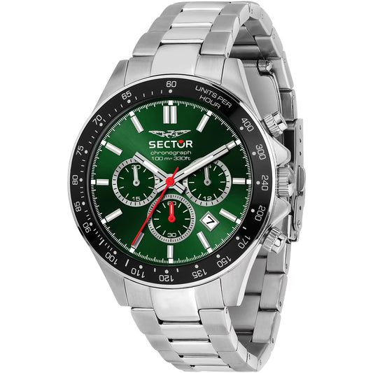 Orologio Sector 230 Chrono 43 Mm Acciaio Braccialato Verde/Nero