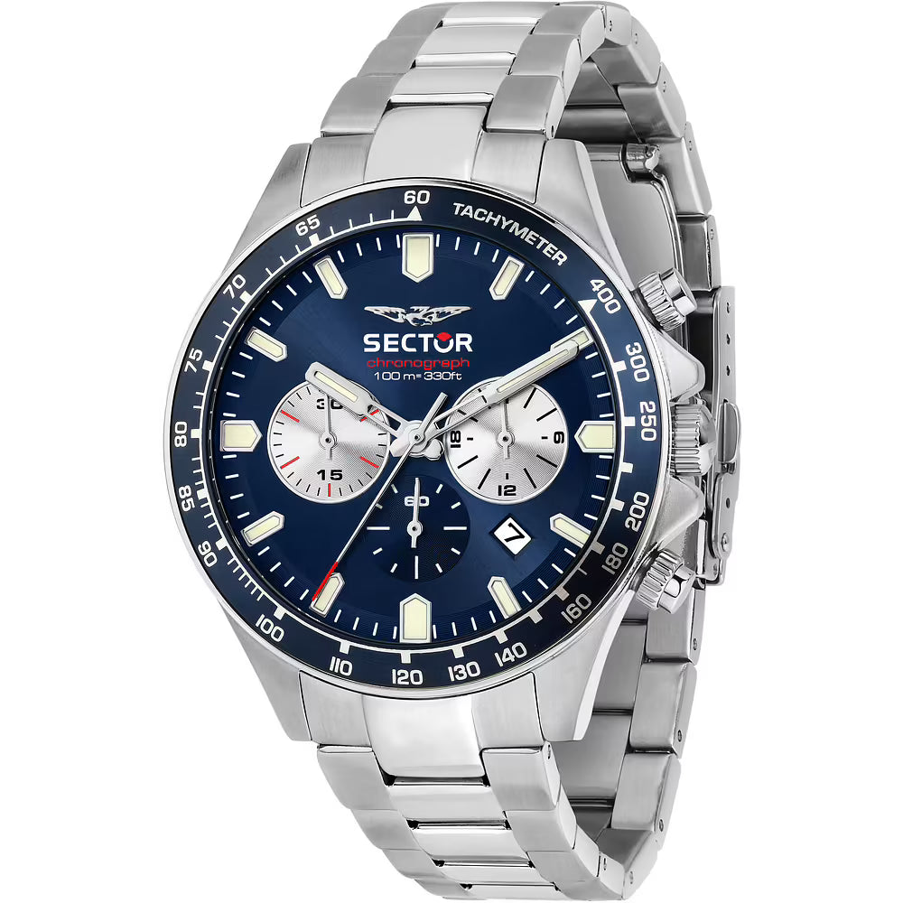 Orologio Sector 230 Chrono 43 mm Acciaio Braccialato Blu