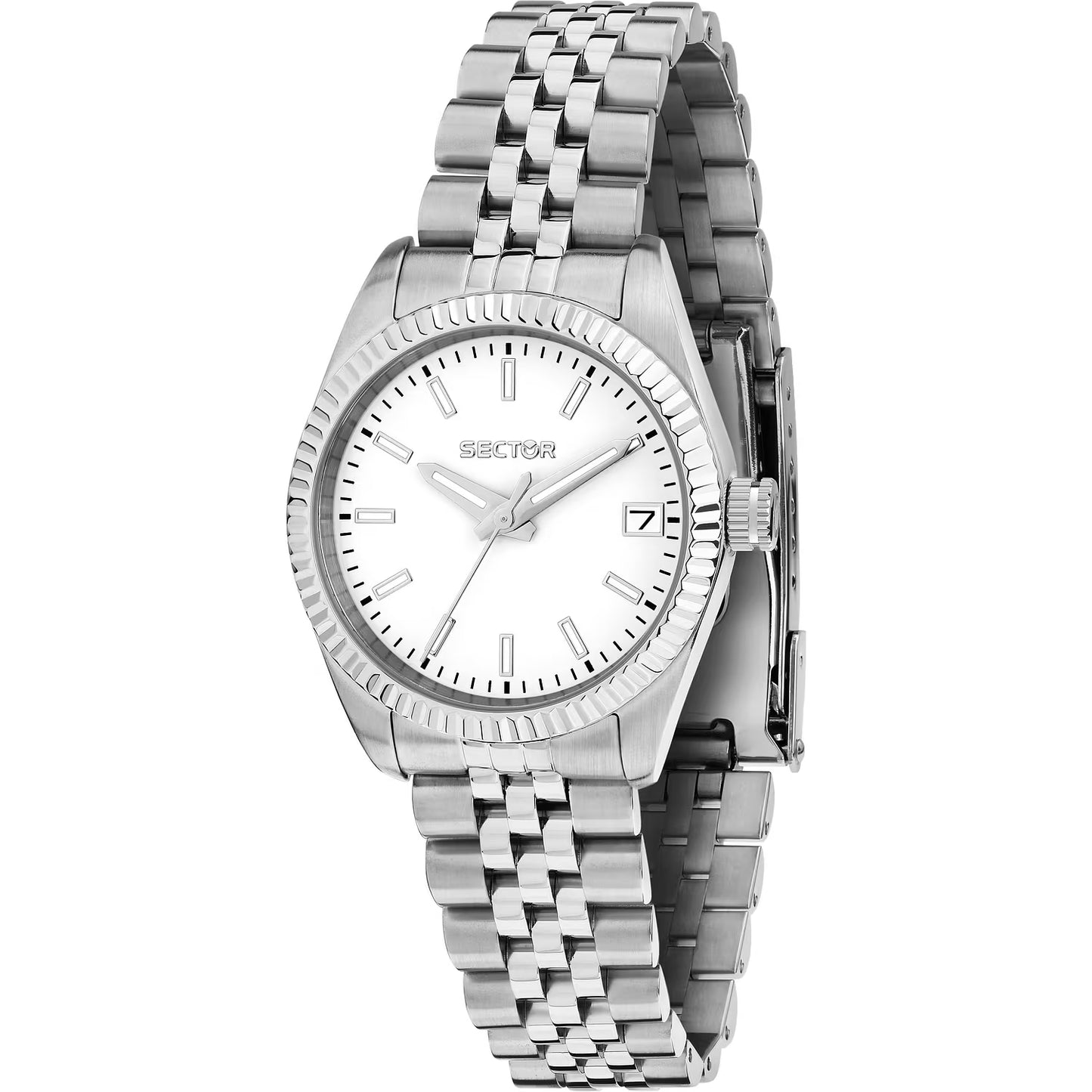 Orologio Donna Sector 240 Lady 32 Mm Acciaio Braccialato Bianco