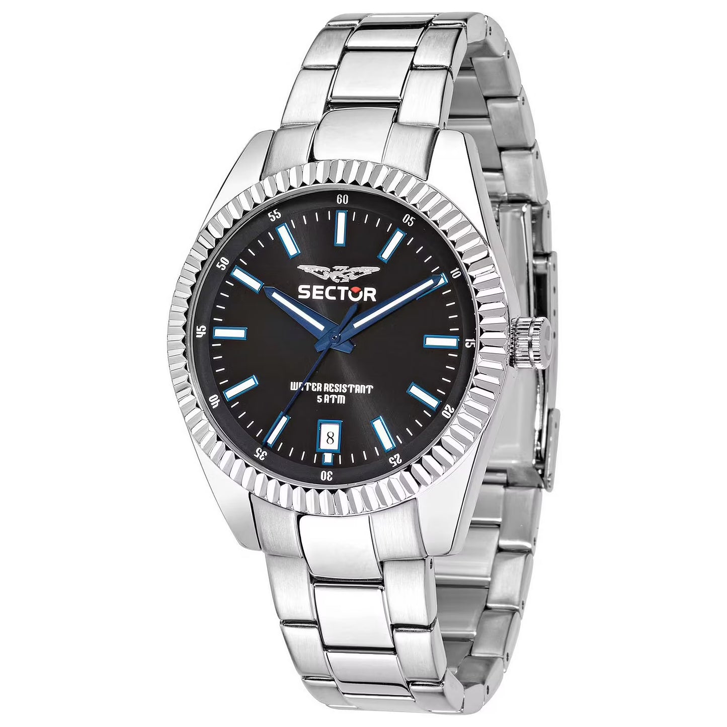 Orologio Sector 240 41 mm Acciaio Braccialato Nero Blu