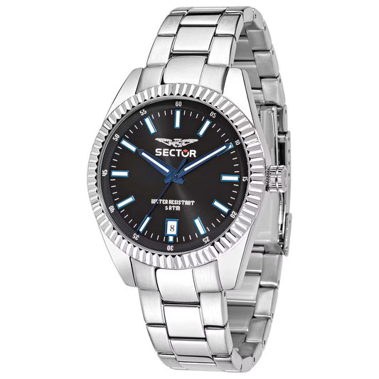 Orologio Sector 240 41 mm Acciaio Braccialato Nero Blu