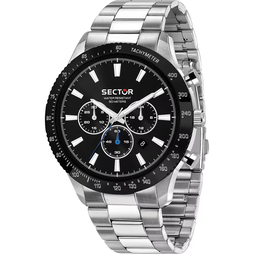Orologio Sector 270 Chrono 45 mm Acciaio Braccialato Nero
