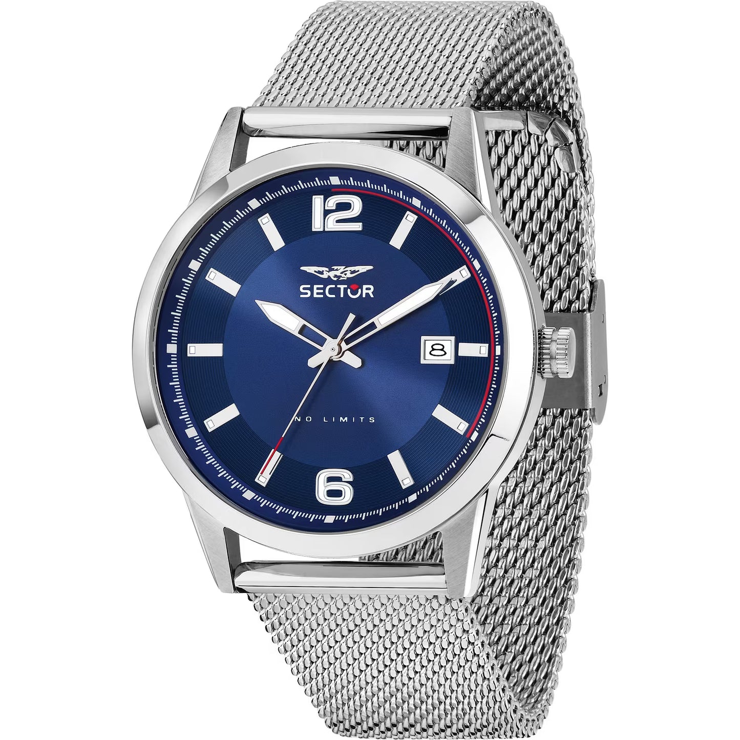 Orologio Sector 660 41 Mm Acciaio Braccialato Maglia Milanese Blu