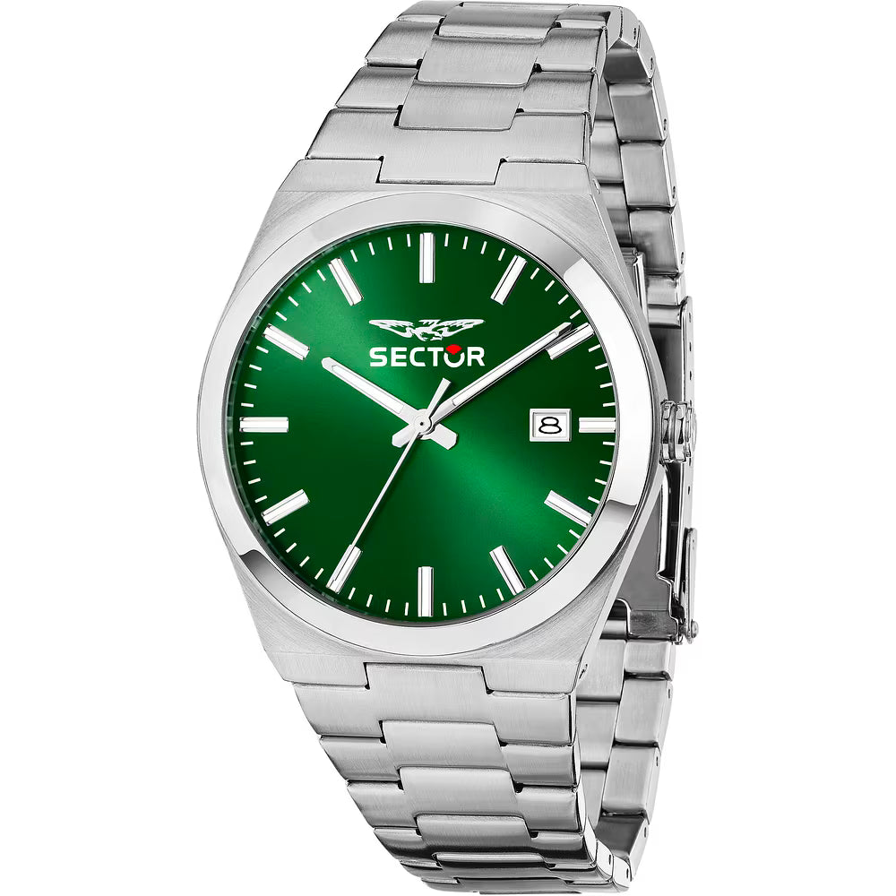 Orologio Sector C300 40 mm Acciaio Braccialato Satinato Verde