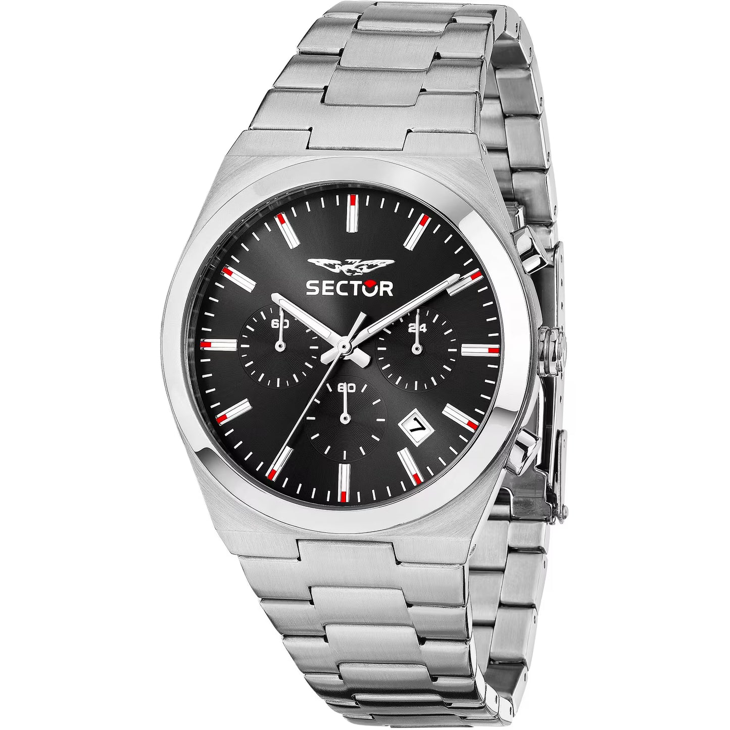 Orologio Sector C300 Chrono 42 Mm Acciaio Braccialato Satinato Nero