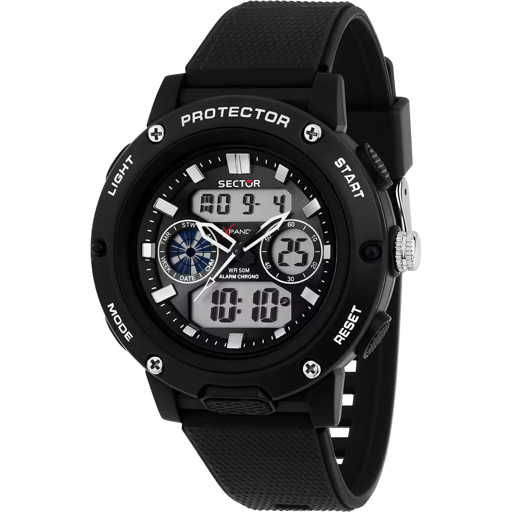 Orologio Sector Ex-44 Analogico Digitale 47 mm Policarbonato Nero